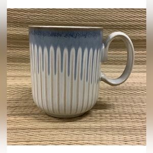 Denby Mug Blue Tan Vertical Ridges